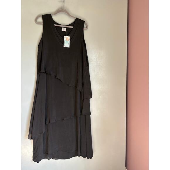 CLICK by COLOR ME COTTON Women's L Black Tiered Sleeveless Lightweight Dress NWT - Picture 1 of 10